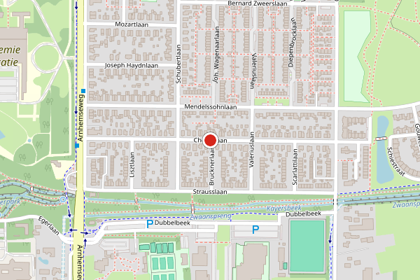 Brandweer-melding op Chopinlaan, Apeldoorn op 28 juni, kaart-overzicht