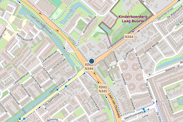 Politie-melding op Deventerstraat, Apeldoorn op 10 juli, kaart-overzicht