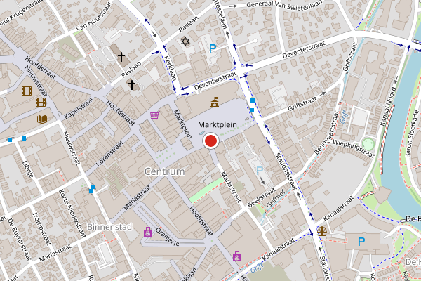 Brandweer-melding op Marktplein, Apeldoorn op 19 juli, kaart-overzicht