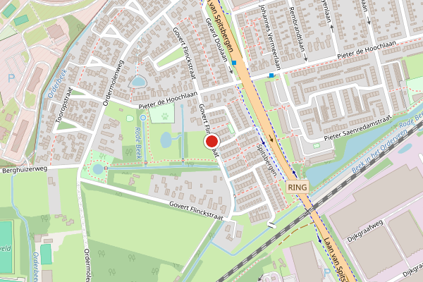 Brandweer-melding op Govert Flinckstraat, Apeldoorn op 25 juli, kaart-overzicht