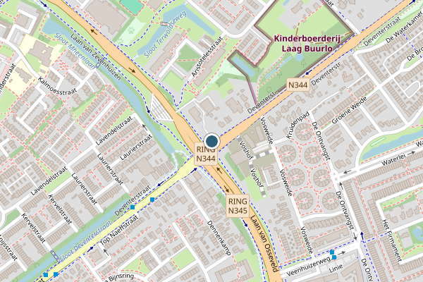 Politie-melding op Deventerstraat, Apeldoorn op 5 augustus, kaart-overzicht