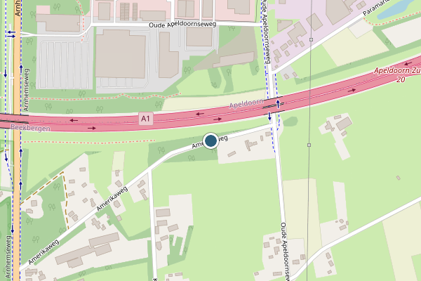 Politie-melding op Amerikaweg, Beekbergen op 2 juni, kaart-overzicht