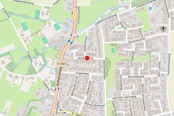 Brandweer-melding op Vlinderstraat, Beekbergen op 18 juni, kaart-overzicht
