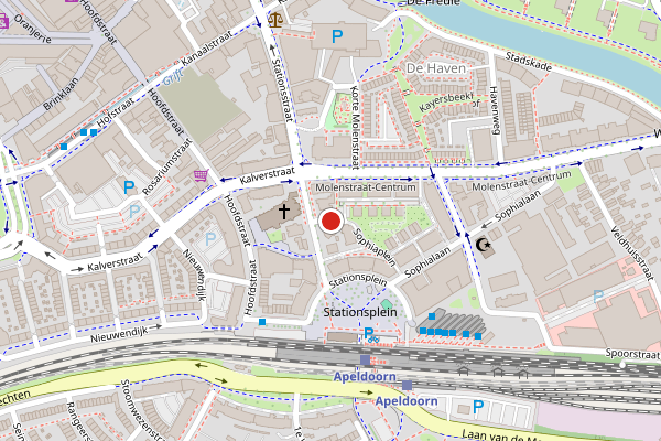 Brandweer-melding op Sophiaplein, Apeldoorn op 23 juni, kaart-overzicht