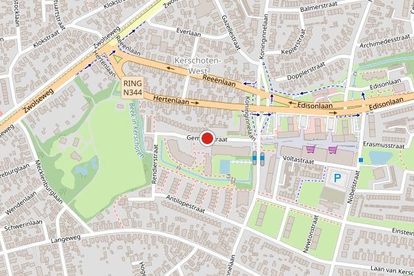 Brandweer-melding op Gemzenstraat, Apeldoorn op 24 juni, kaart-overzicht