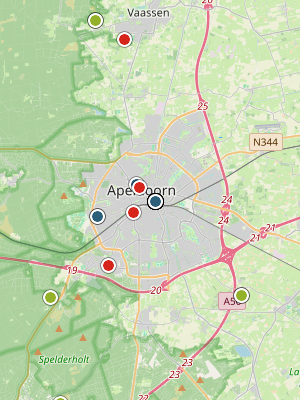 Kaart laatste meldingen P2000 Apeldoorn